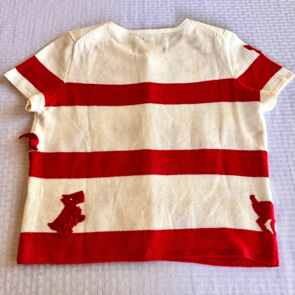 Michael Simon New York Rare Sample Dog Applique Art to Wear Cardigan Red White - Picture 3 of 16
